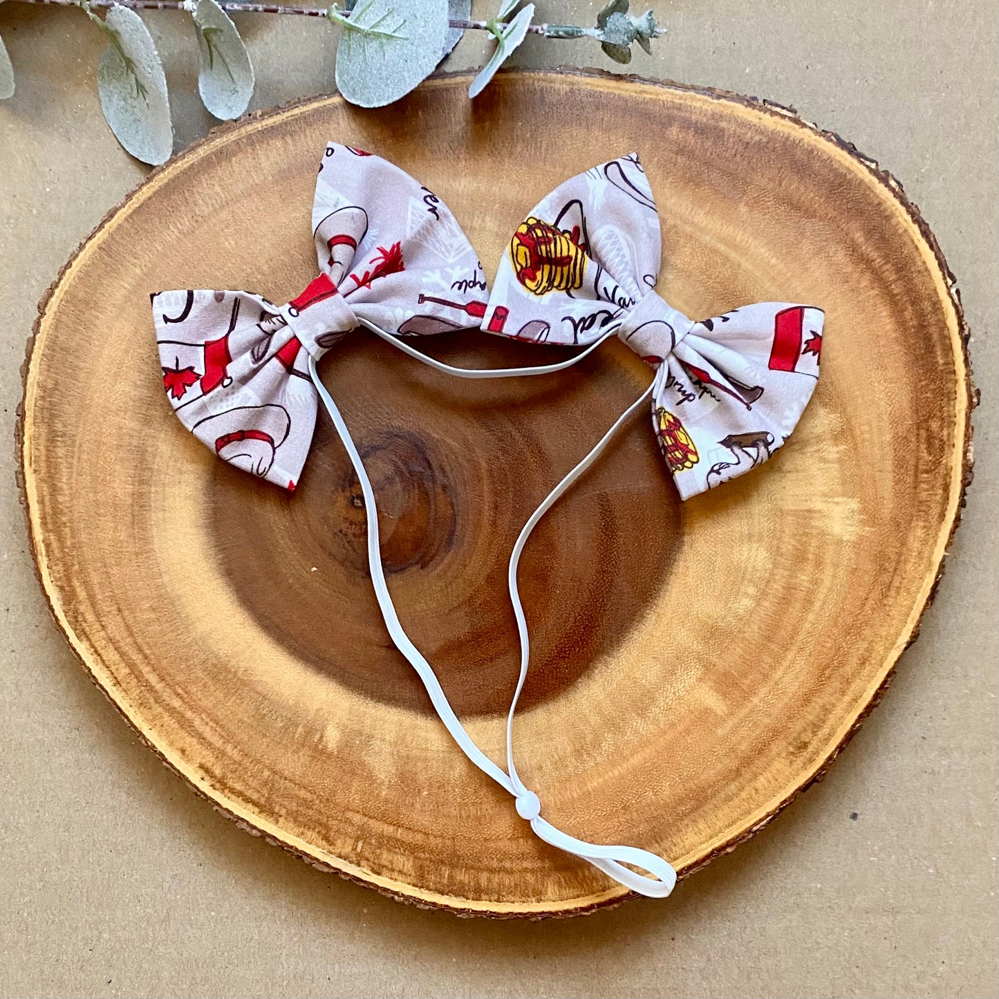 Canada Day Dog Double Bows