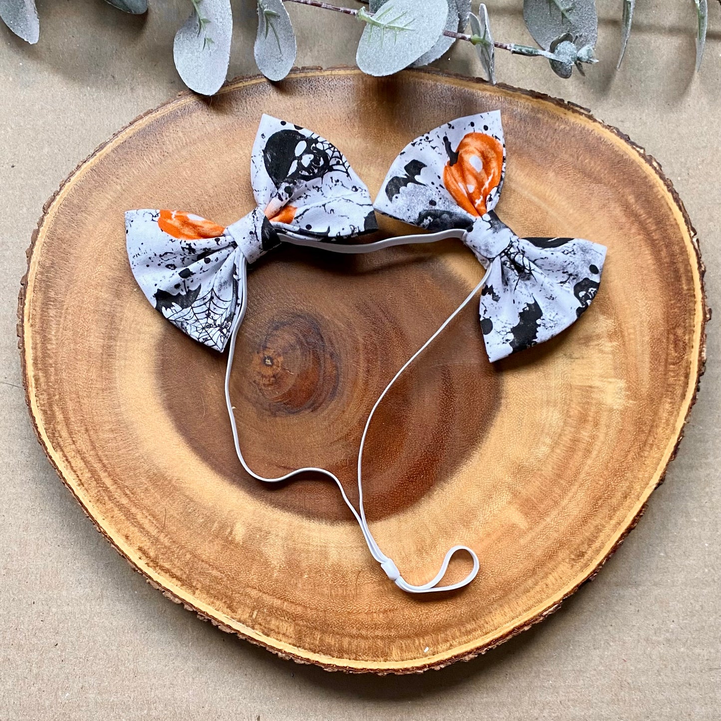 Spooky Pumpkins Dog Double Bows