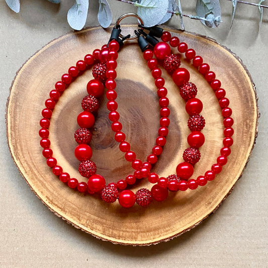 Blood Red 3 String Beaded Collar