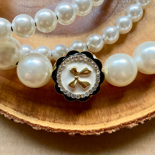 Victorian Bow 3 String Beaded Collar