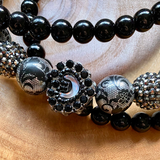 Victoria Lace 3 String Beaded Collar