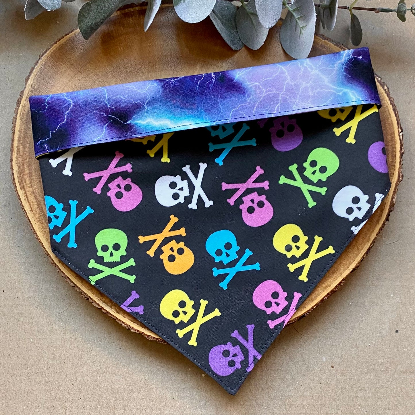 Neon Skulls Dog Bandana