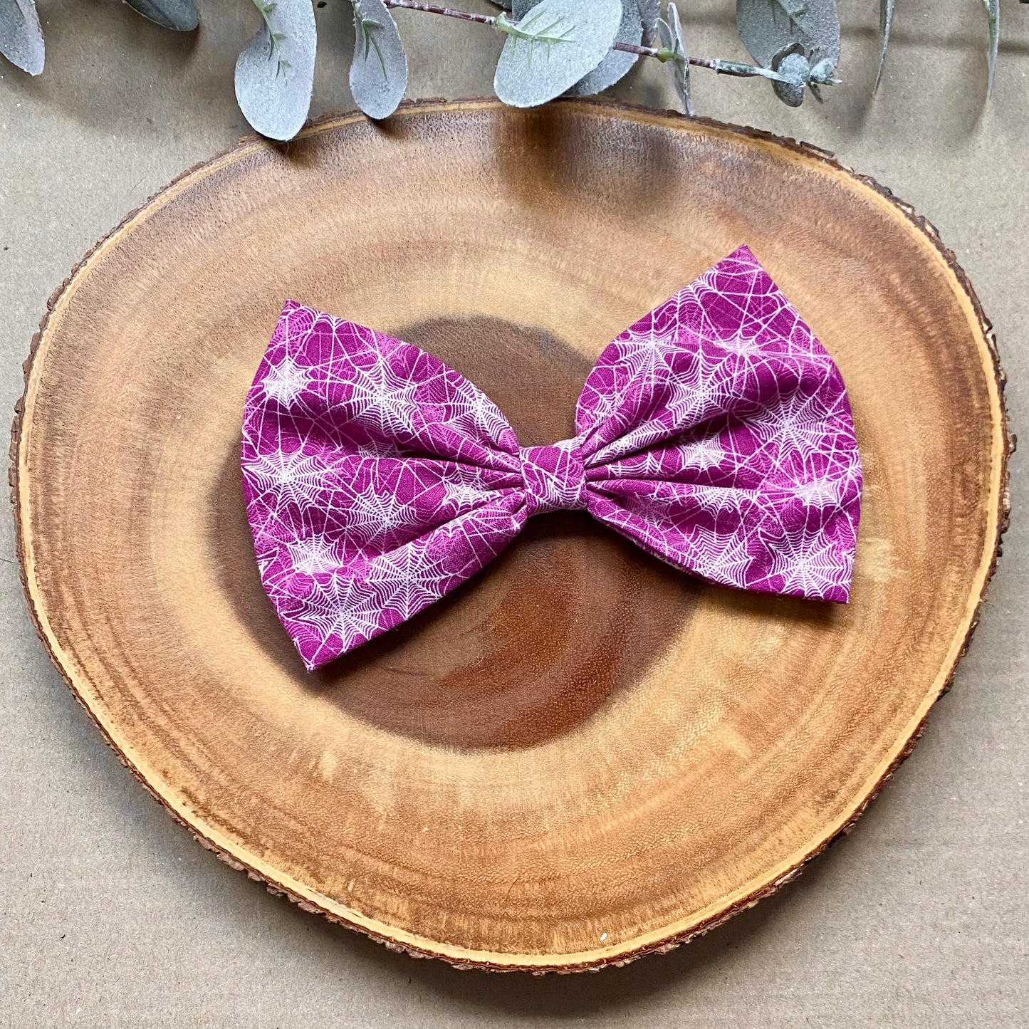 Purple Webs Dog Bowtie & Head Bow