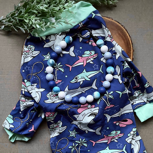 Cowboy Sharks Bubblegum Dog Beaded Collar