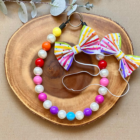 Summer Stripes Dog Double Bows