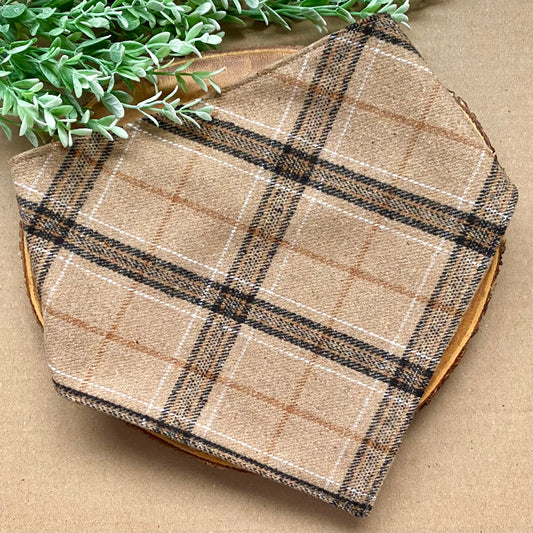 Neutral Plaid Dog Bandana