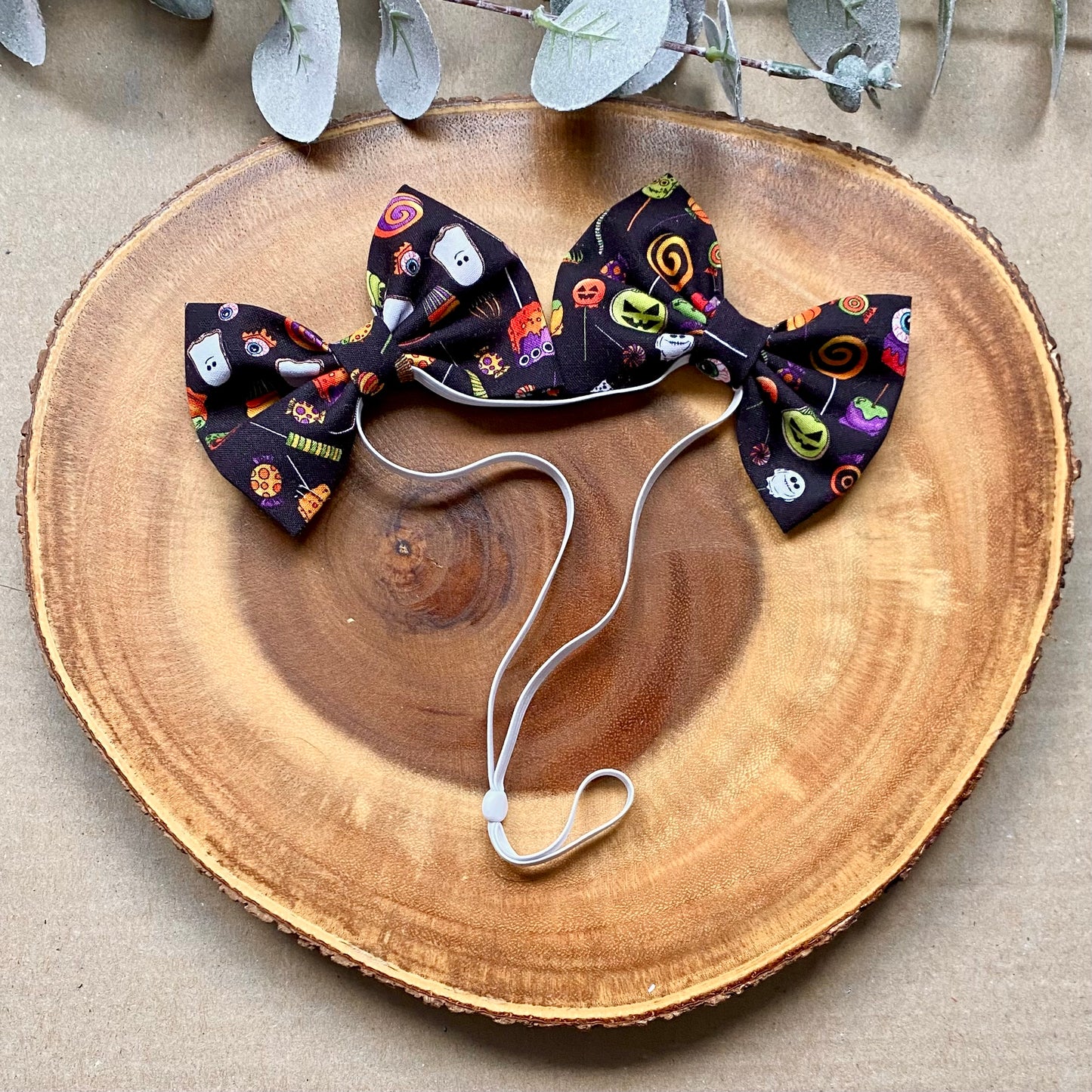 Halloween Candy Dog Double Bows