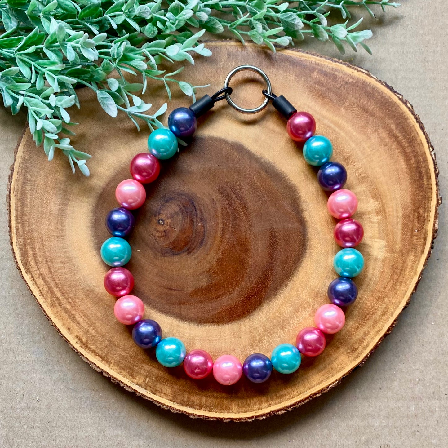 Coastal Vibes Bubblegum Dog Beaded Collar