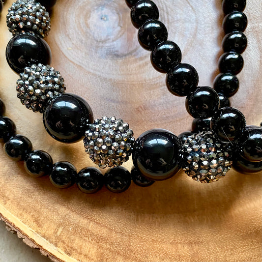 Black Venom 3 String Beaded Collar