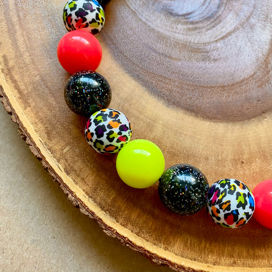 Neon Cheetah Dog Beaded Collar