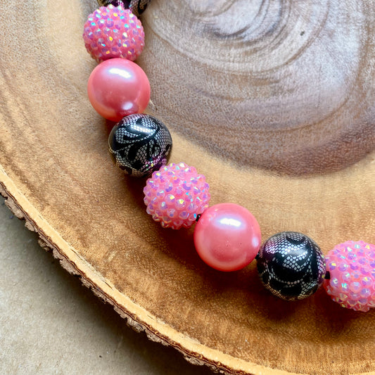 Pink Ghosts Bubblegum Dog Beaded Collar with pink and ghost-shaped beads, designed for stylish small dogs.
