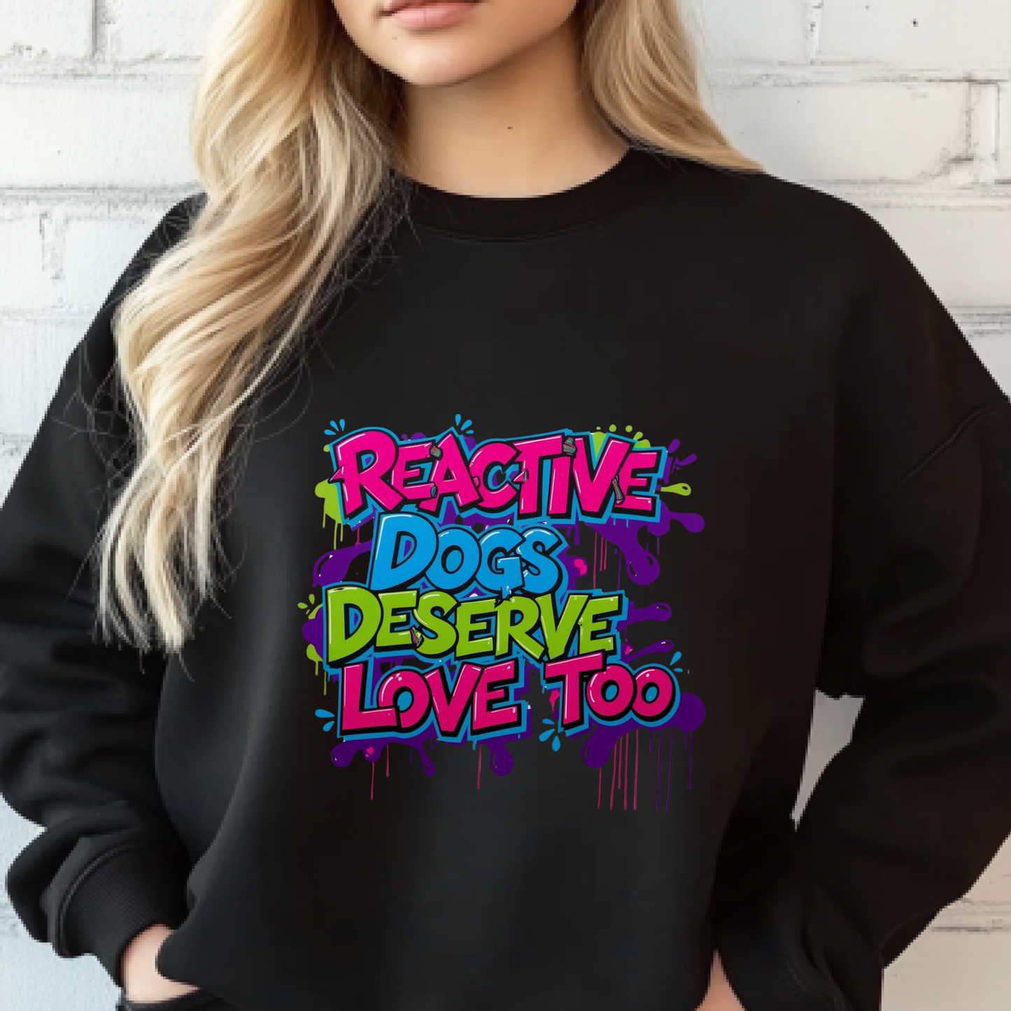 Neon Reactive Dogs Deserve Love Too Crewneck