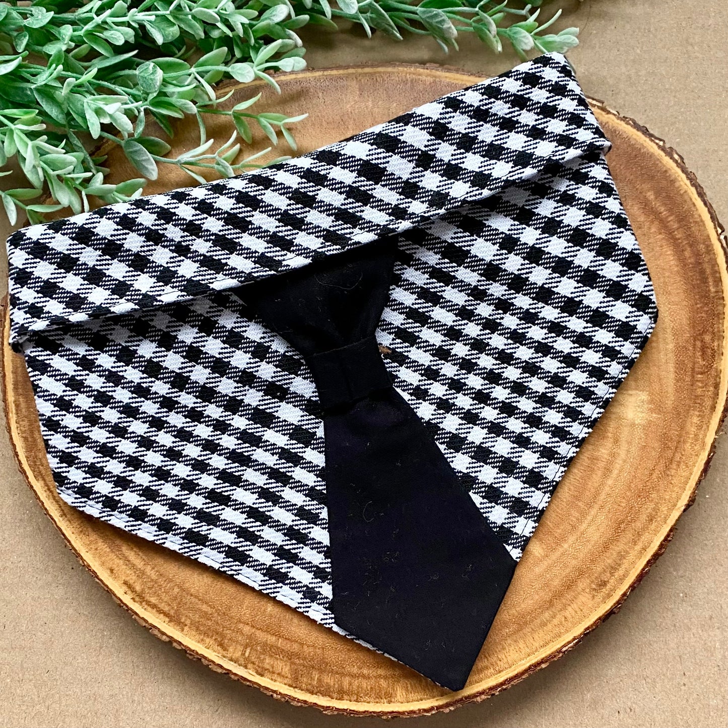 Black and White Dog Bandana with Black Tie - Bully Love Boutique