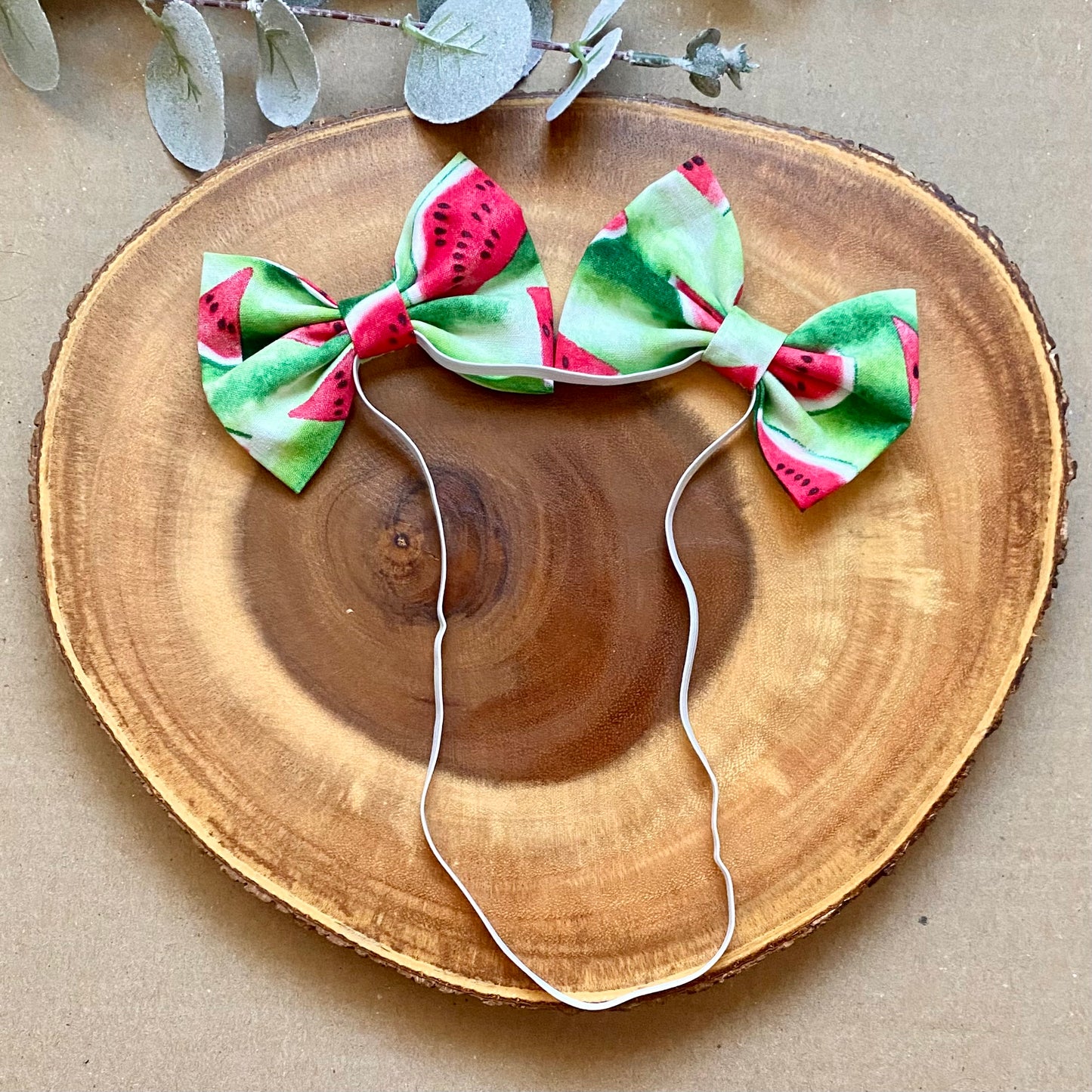 Watermelon Dog Double Bows