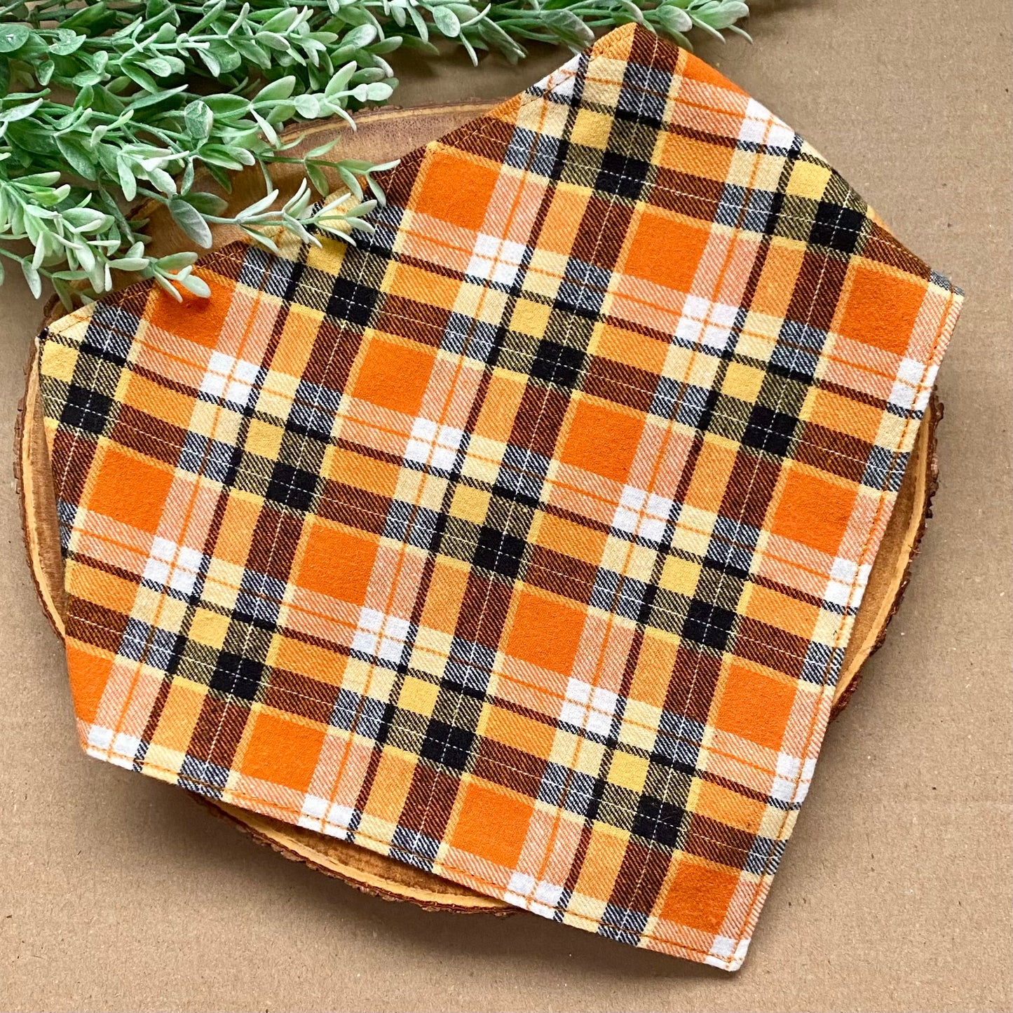 Orange Plaid Dog Bandana - Bully Love Boutique