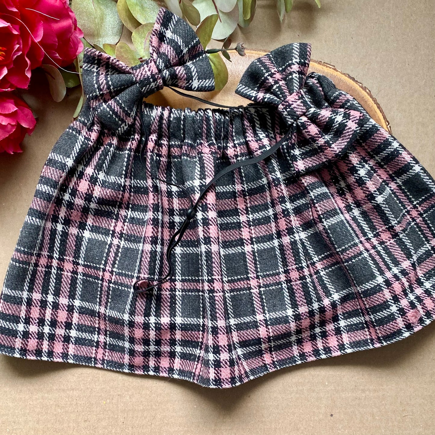 Pink & Black Plaid Double Bows
