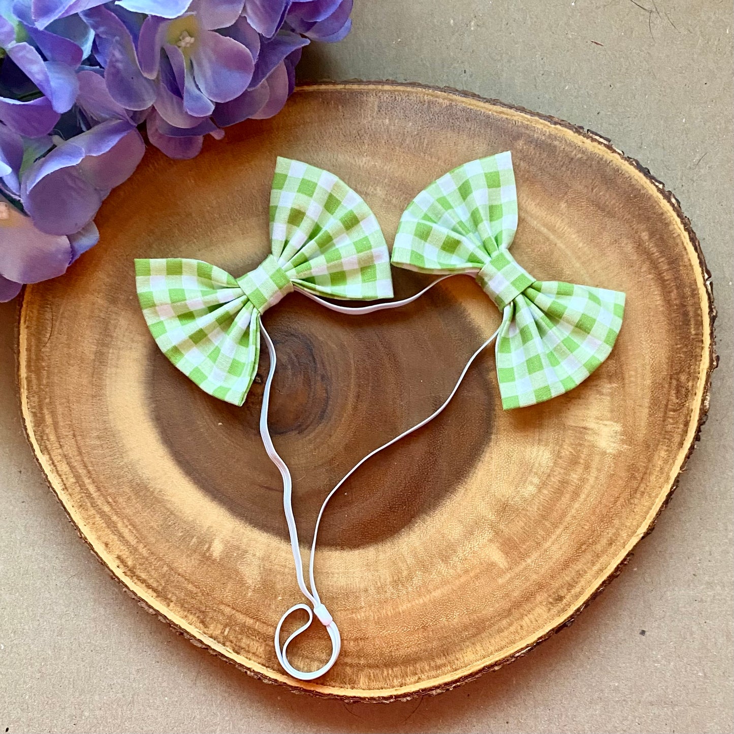 Green Plaid Double Bows