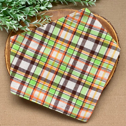 Green Plaid Dog Bandana