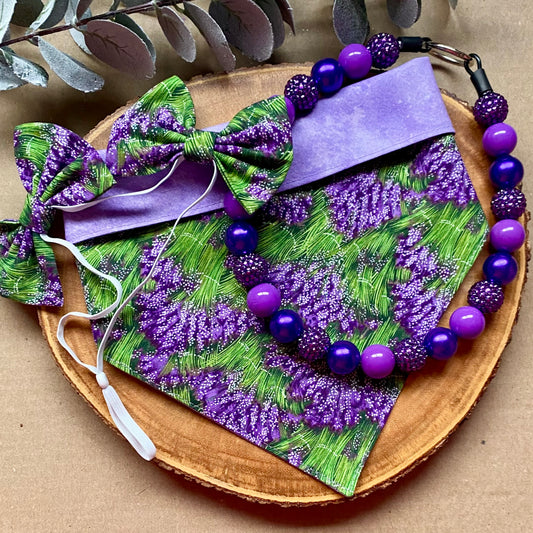 Lavender Fields Dog Double Bows