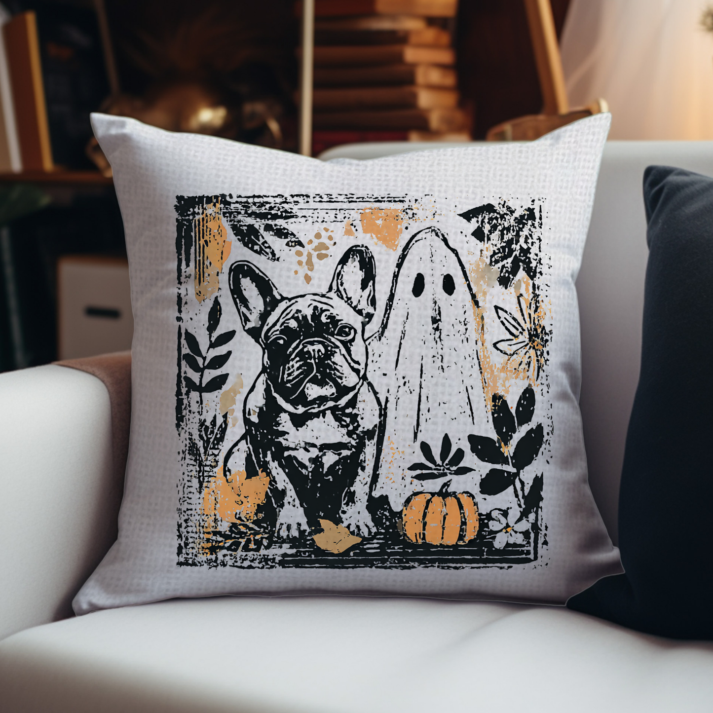 Summerween Frenchie Pillow