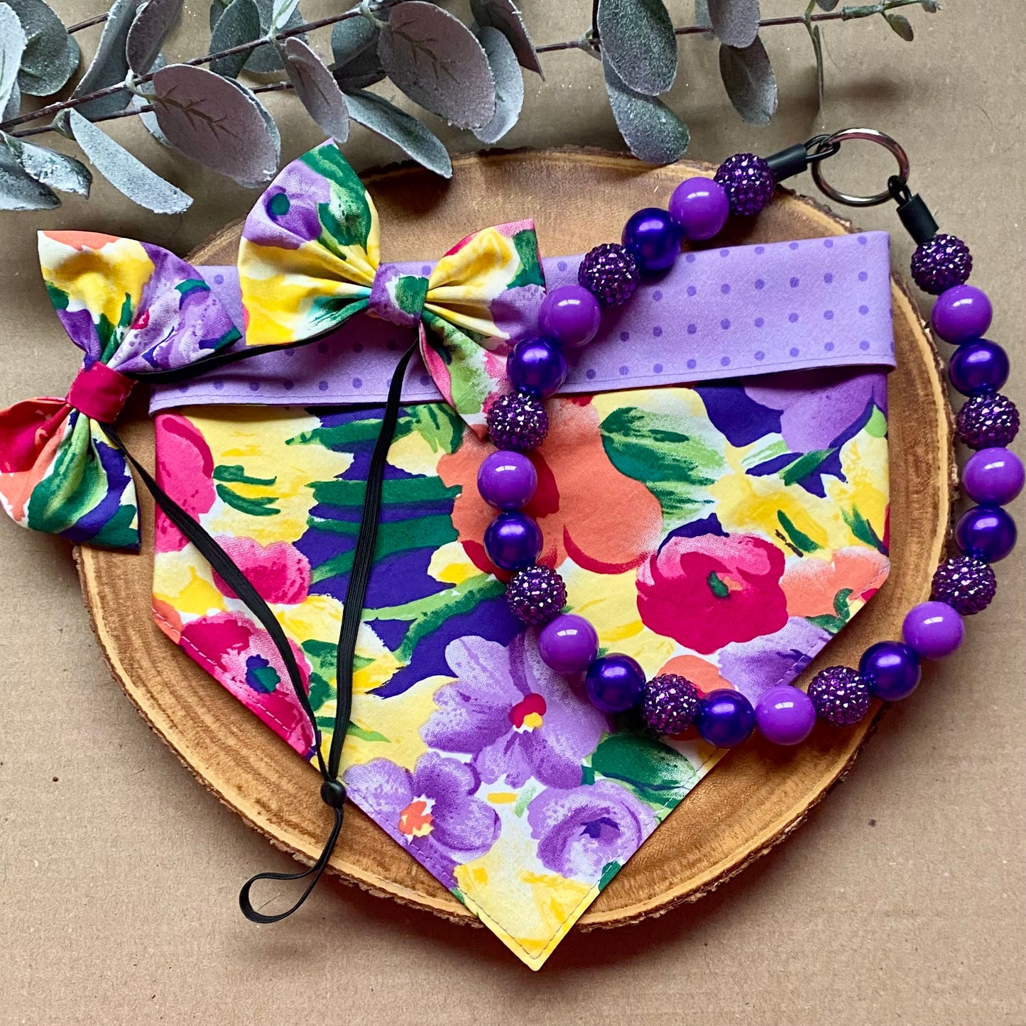 Amethyst Sky Dog Beaded Collar