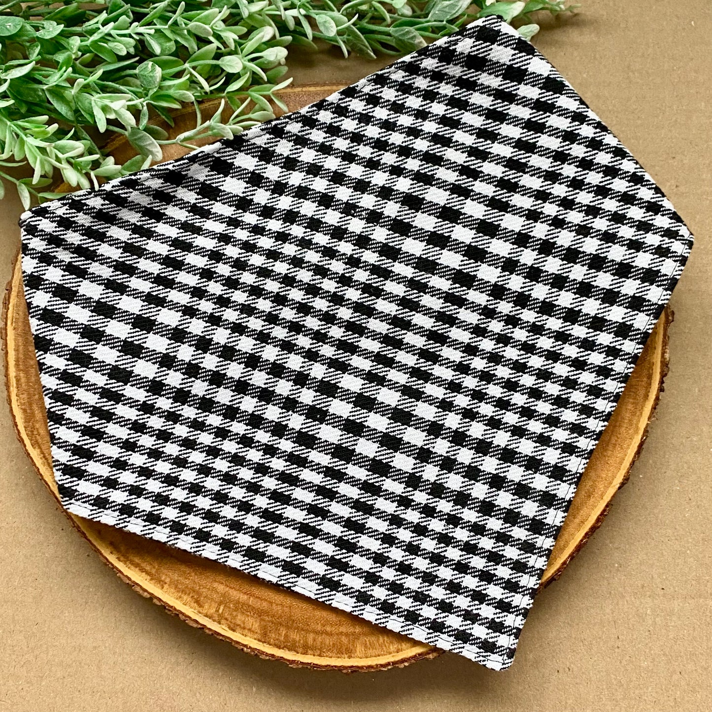 Black and White Plaid Dog Bandana