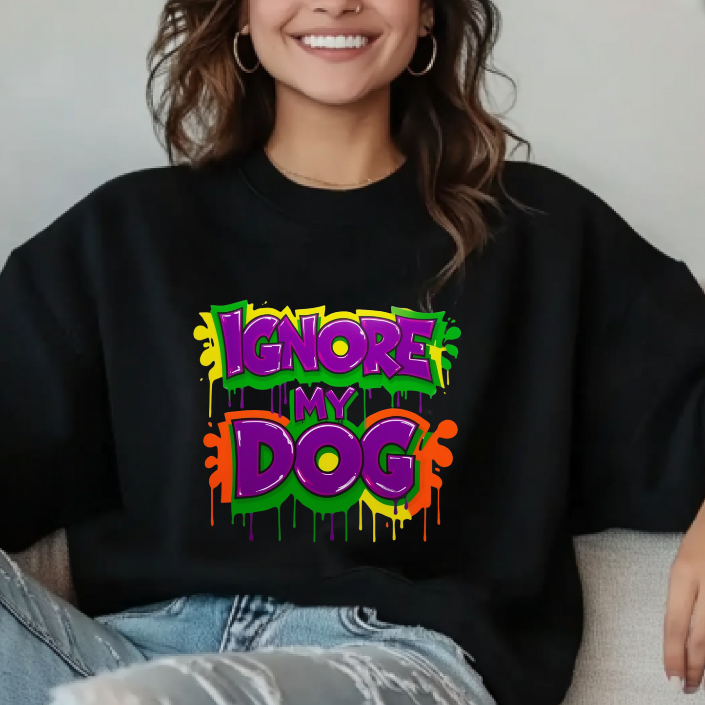 Neon Ignore My Dog Crewneck