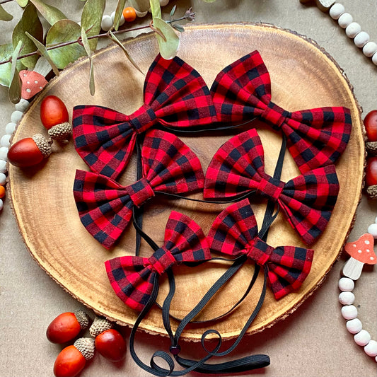 Red Buffalo Plaid Double Bows