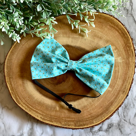 Teal Sparkle Bowtie & Head Bow
