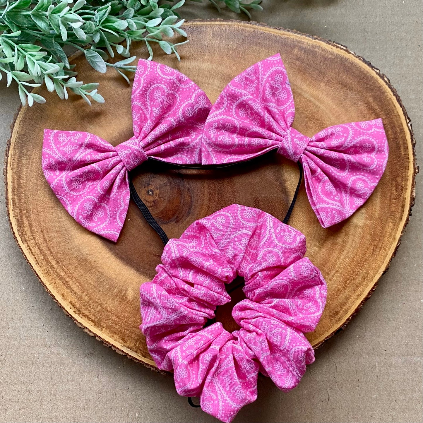 Pink Paisley Cotton Scrunchie