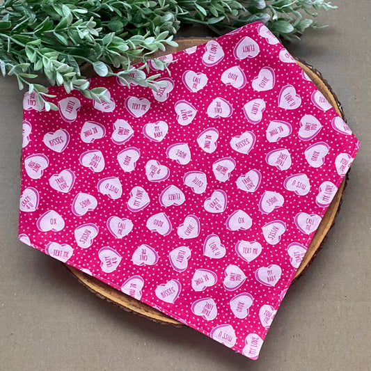 Conversation Hearts Valentine Dog Bandana