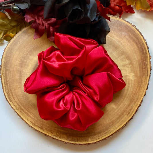 Ruby Red Large Satin Scrunchie