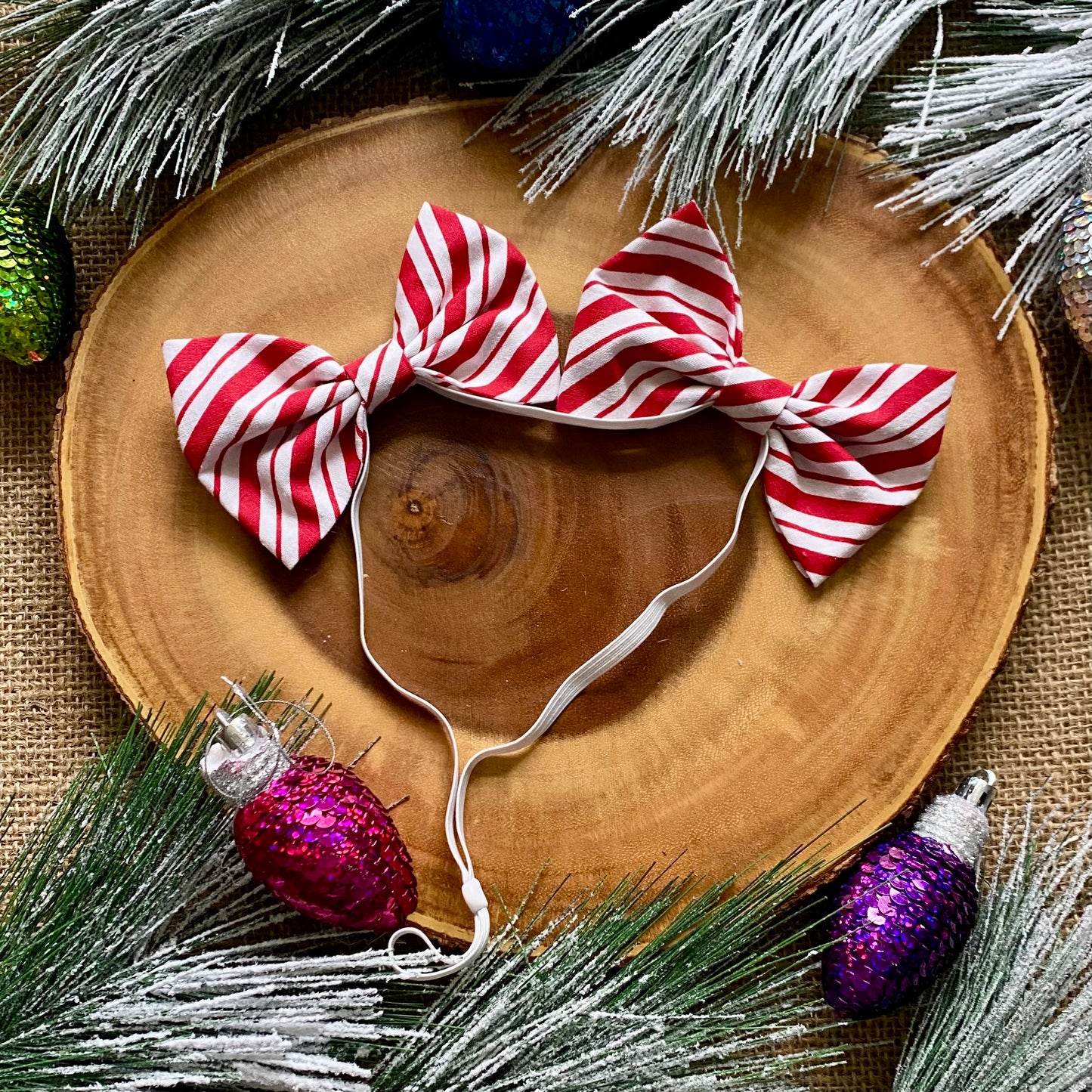 Candy Cane Dog Double Bows