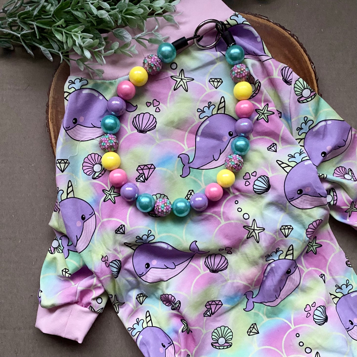 Narwhal Life Bubblegum Dog Beaded Collar - Bully Love Boutique