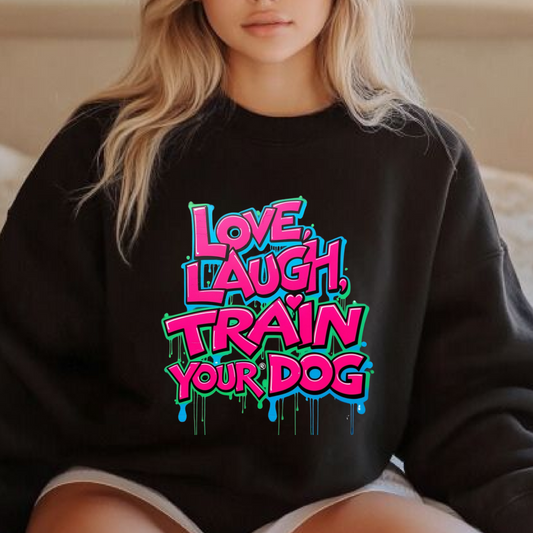 Neon Love Laugh Train Your Dog 2.0 Crewneck