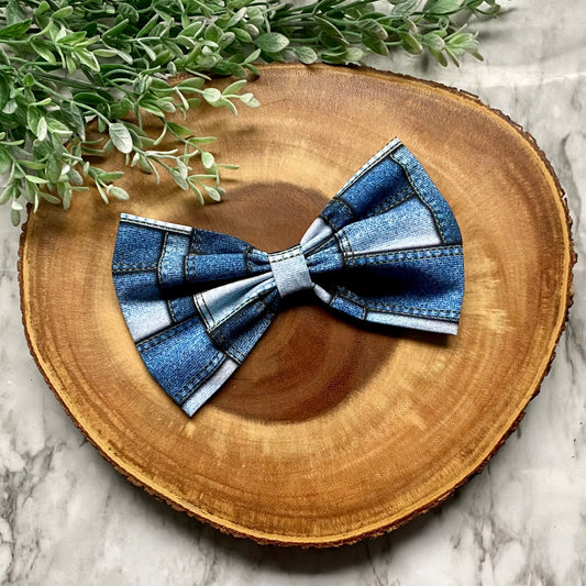 Denim Pocket Bowtie & Head Bow