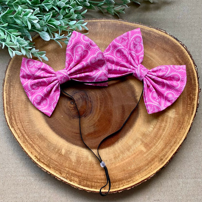 Pink Paisley Jumbo Double Dog Bows