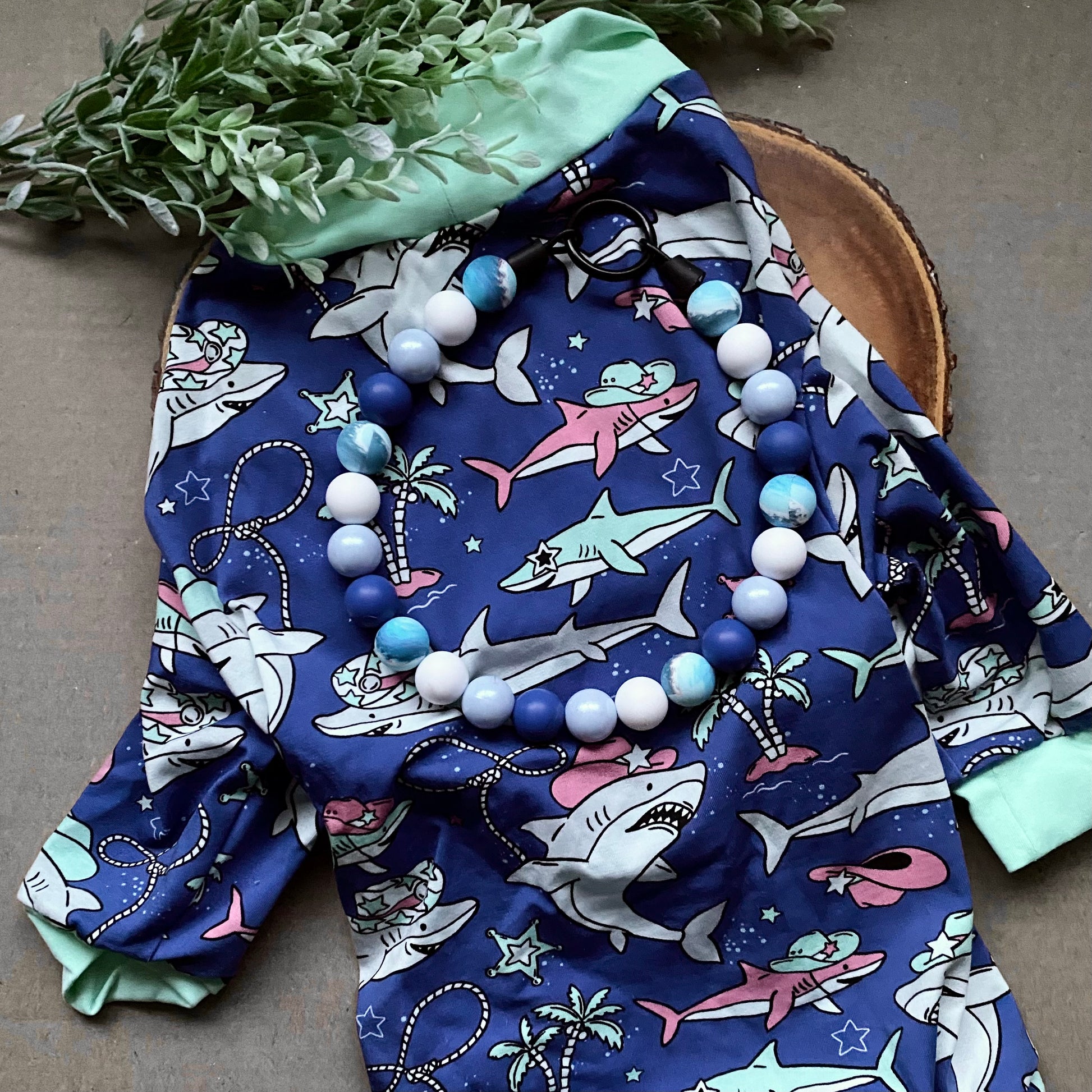 Cowboy Sharks Bubblegum Dog Beaded Collar - Bully Love Boutique