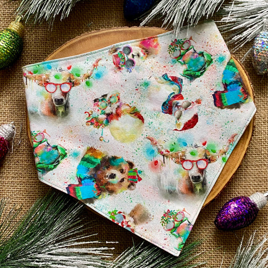 Watercolour Christmas Dog Bandana