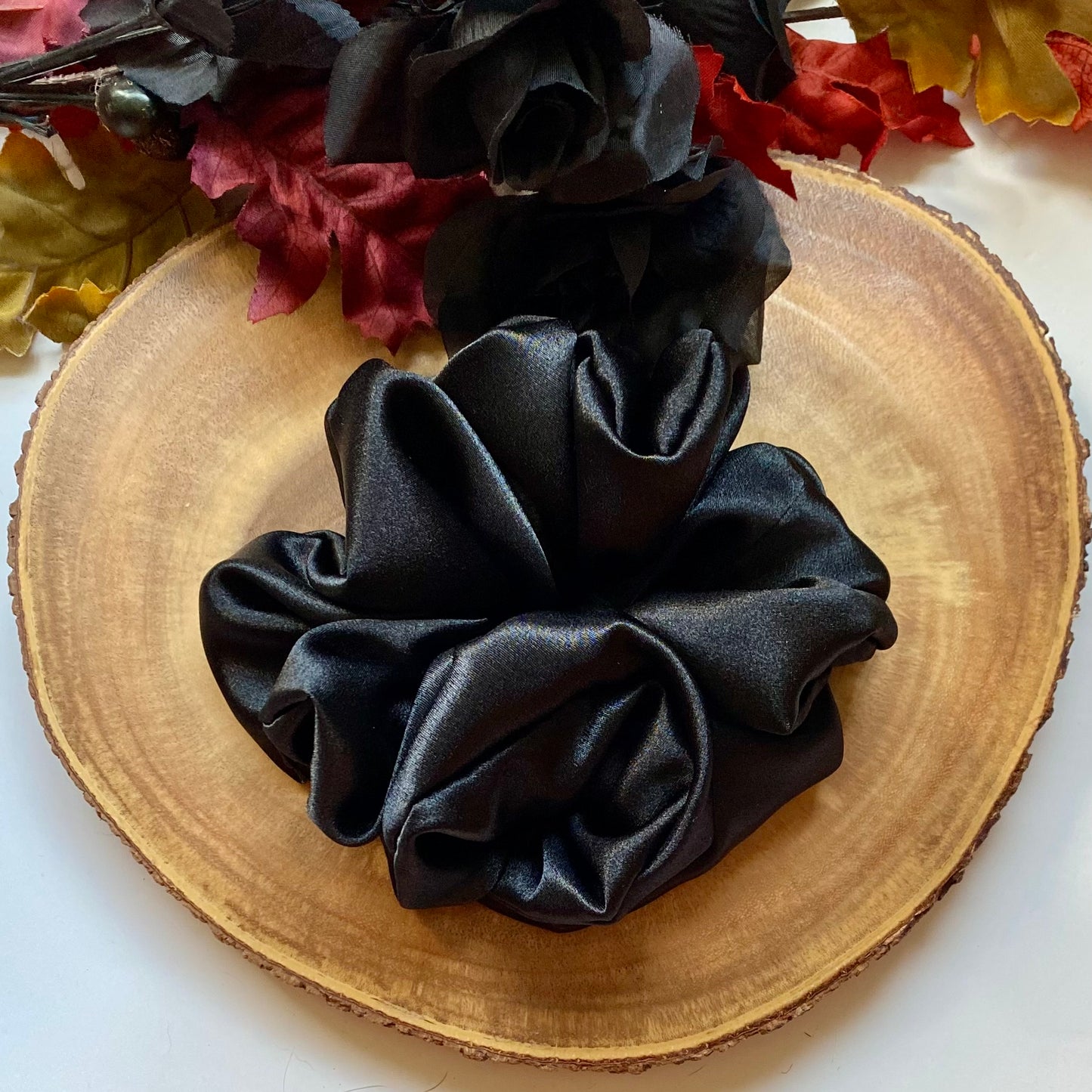 Black as Night Large Satin Scrunchie