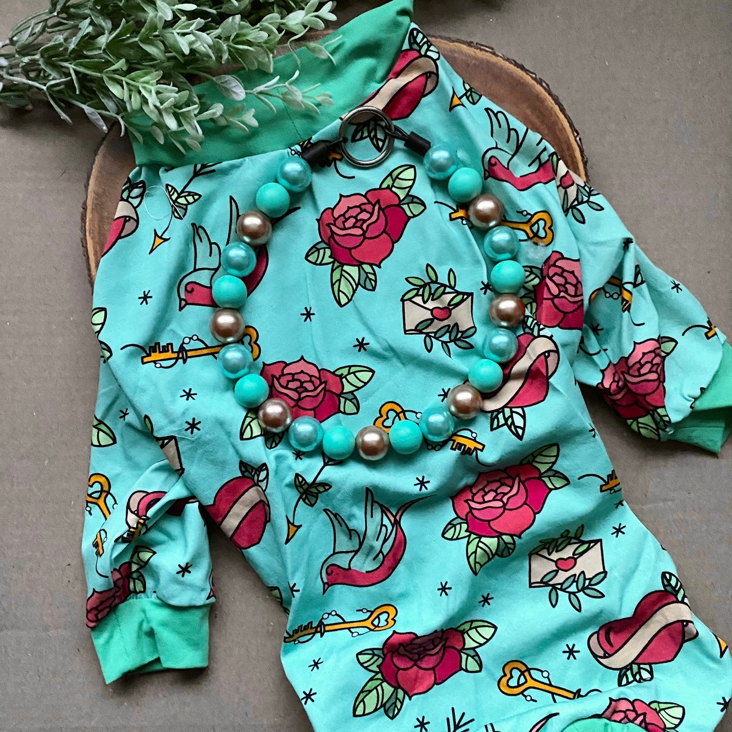 Key To My Heart Bubblegum Dog Beaded Collar