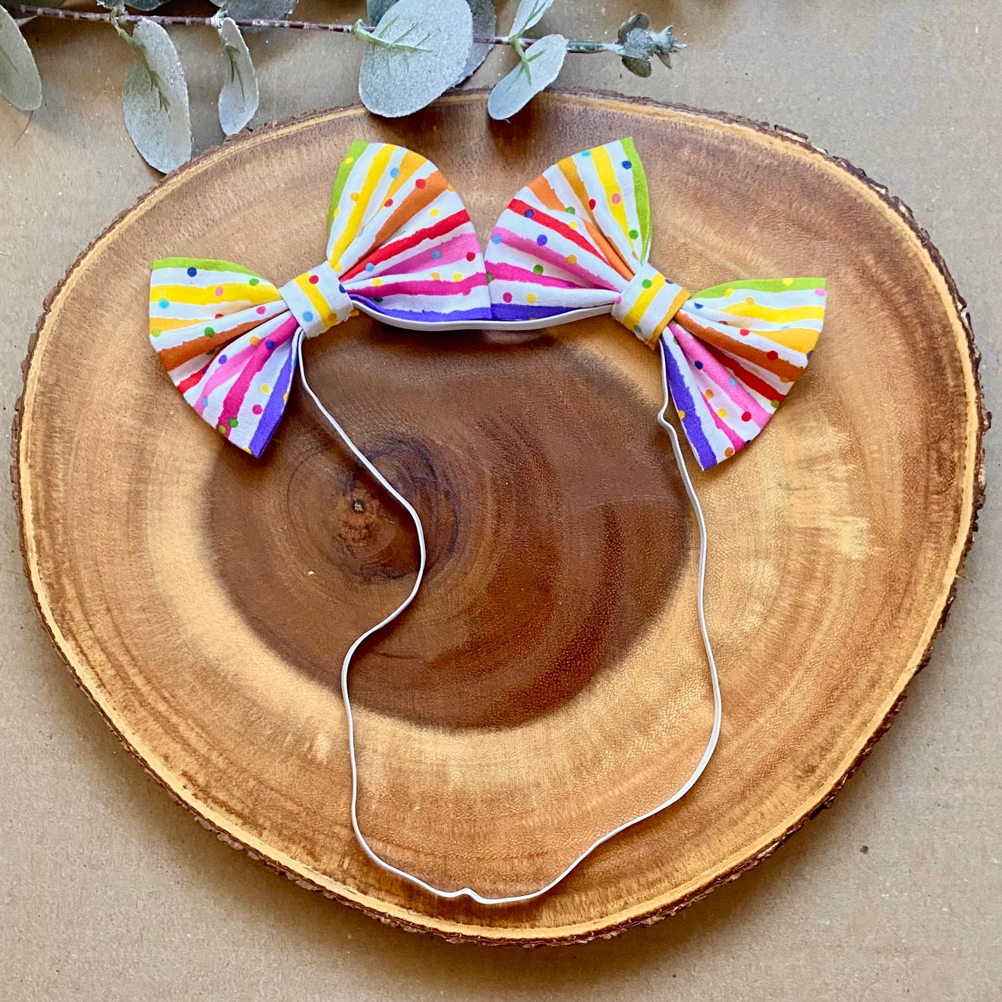 Summer Stripes Dog Double Bows