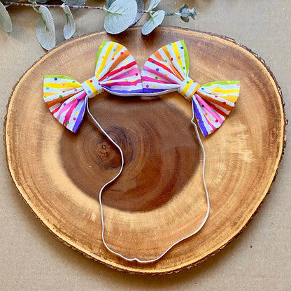 Summer Stripes Dog Double Bows