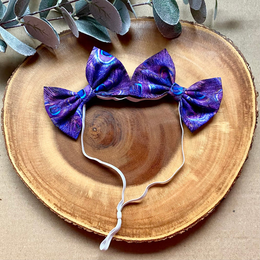 Feathered Haze Dog Double Bows