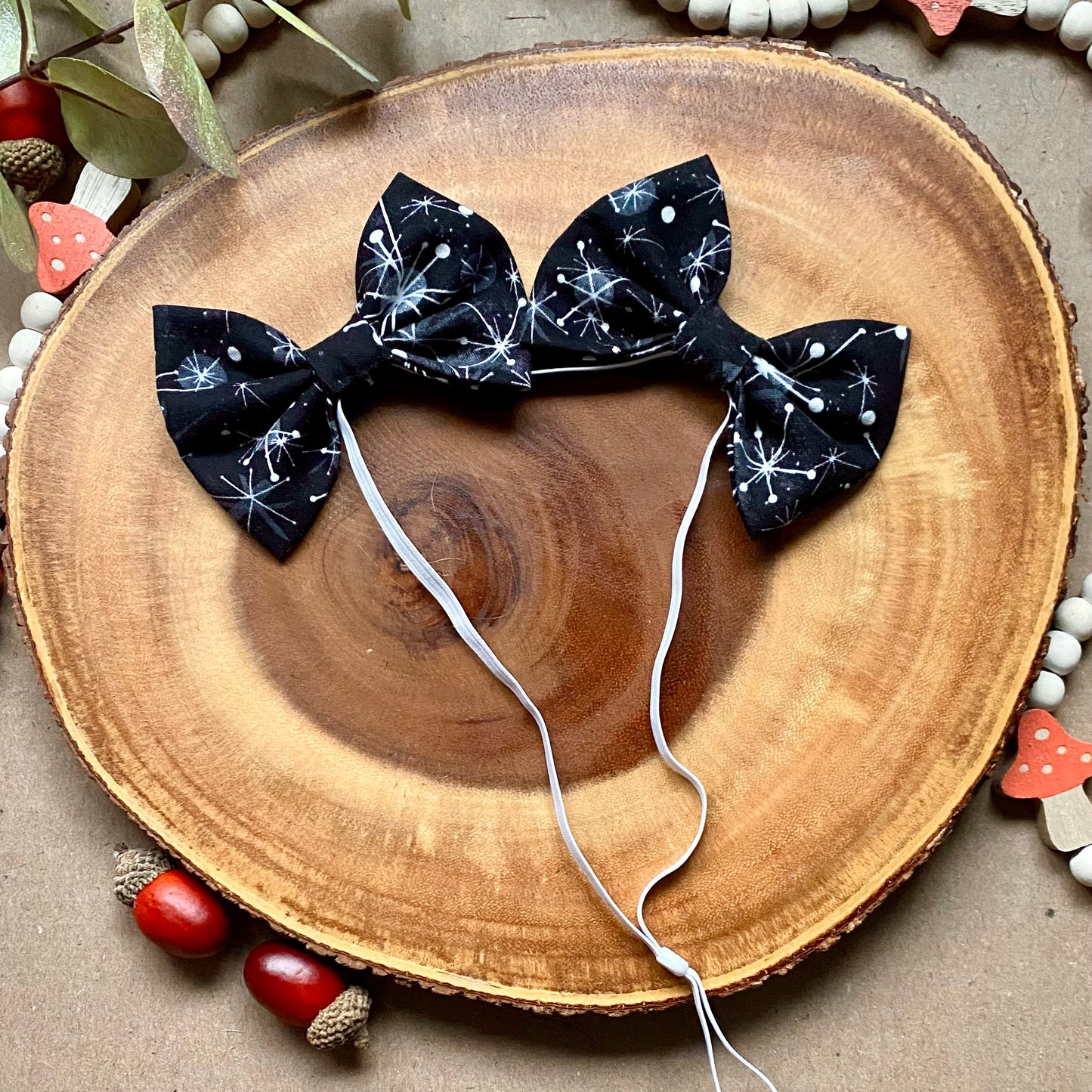 Black Snowflakes Double Bows