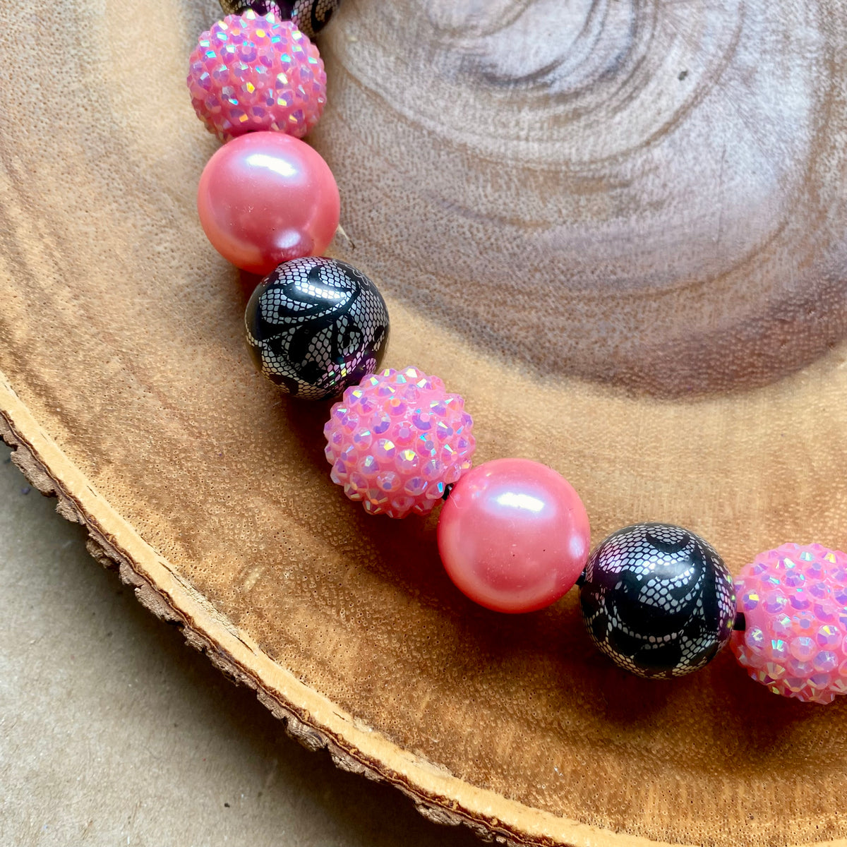 Pink Ghosts Bubblegum Dog Beaded Collar with pink and ghost-shaped beads, designed for stylish small dogs.
