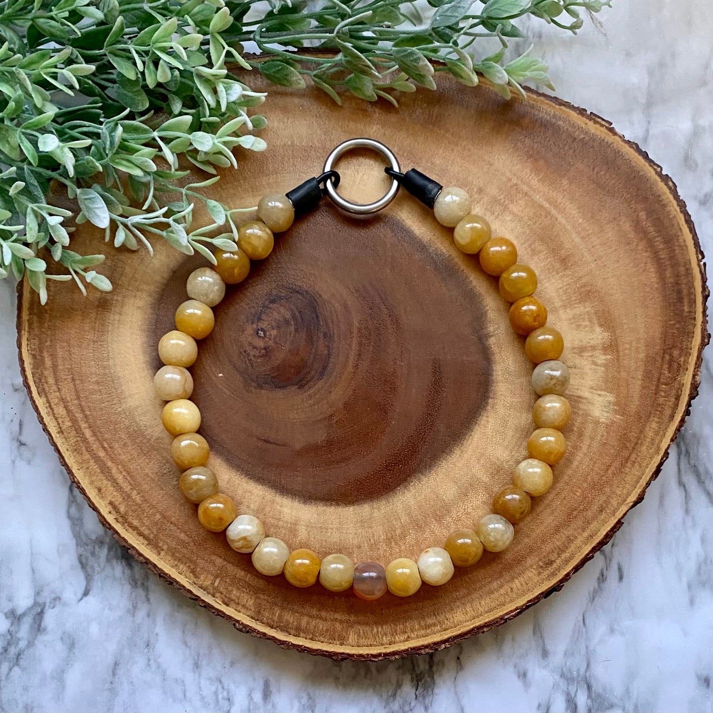 Yellow Jade Beaded Collar