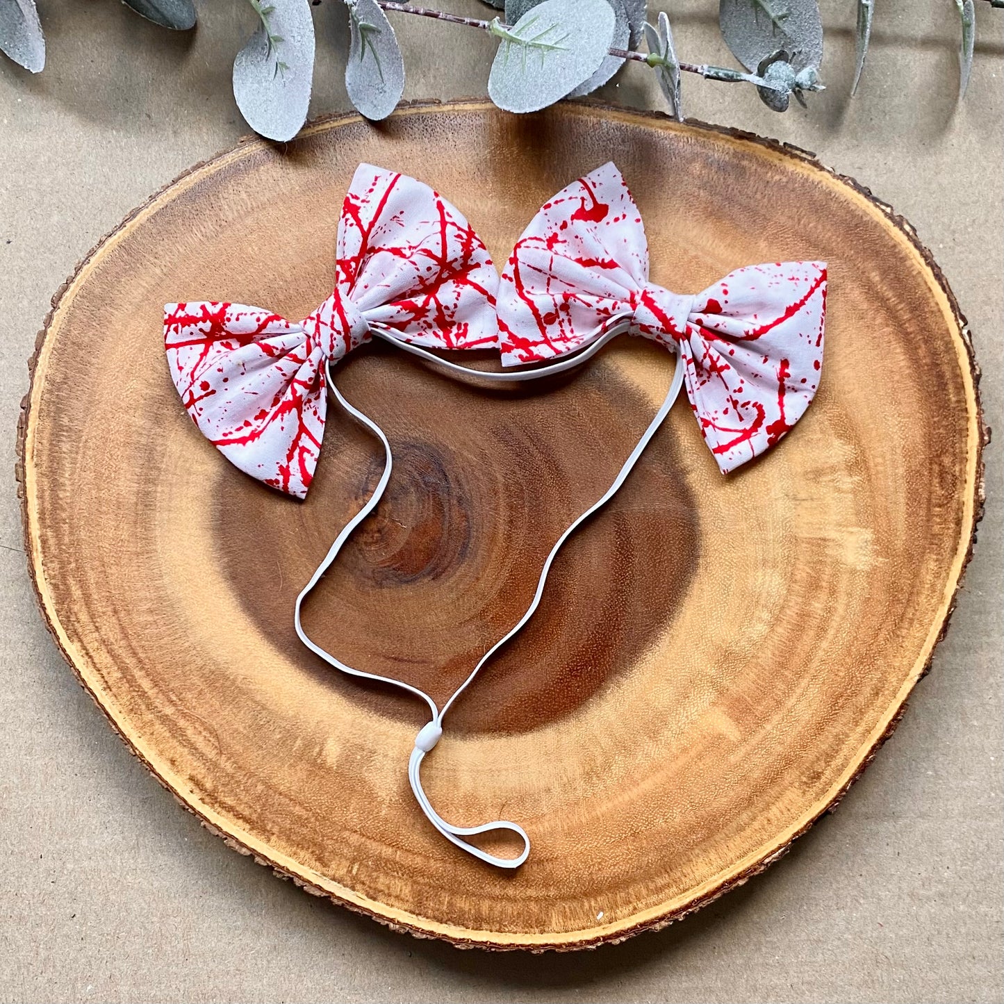 Blood Splatter Dog Double Bows