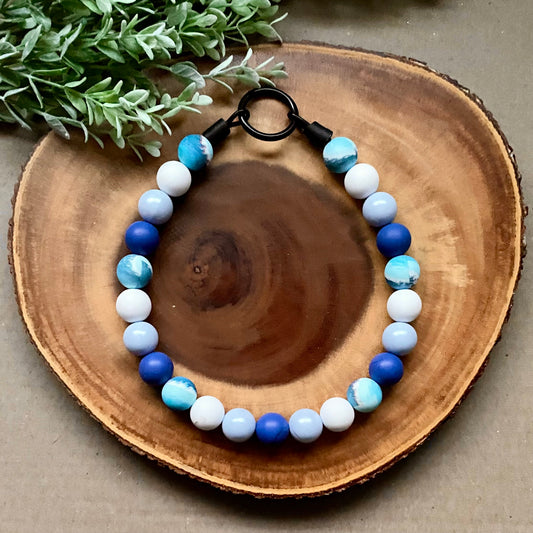 Cowboy Sharks Bubblegum Dog Beaded Collar