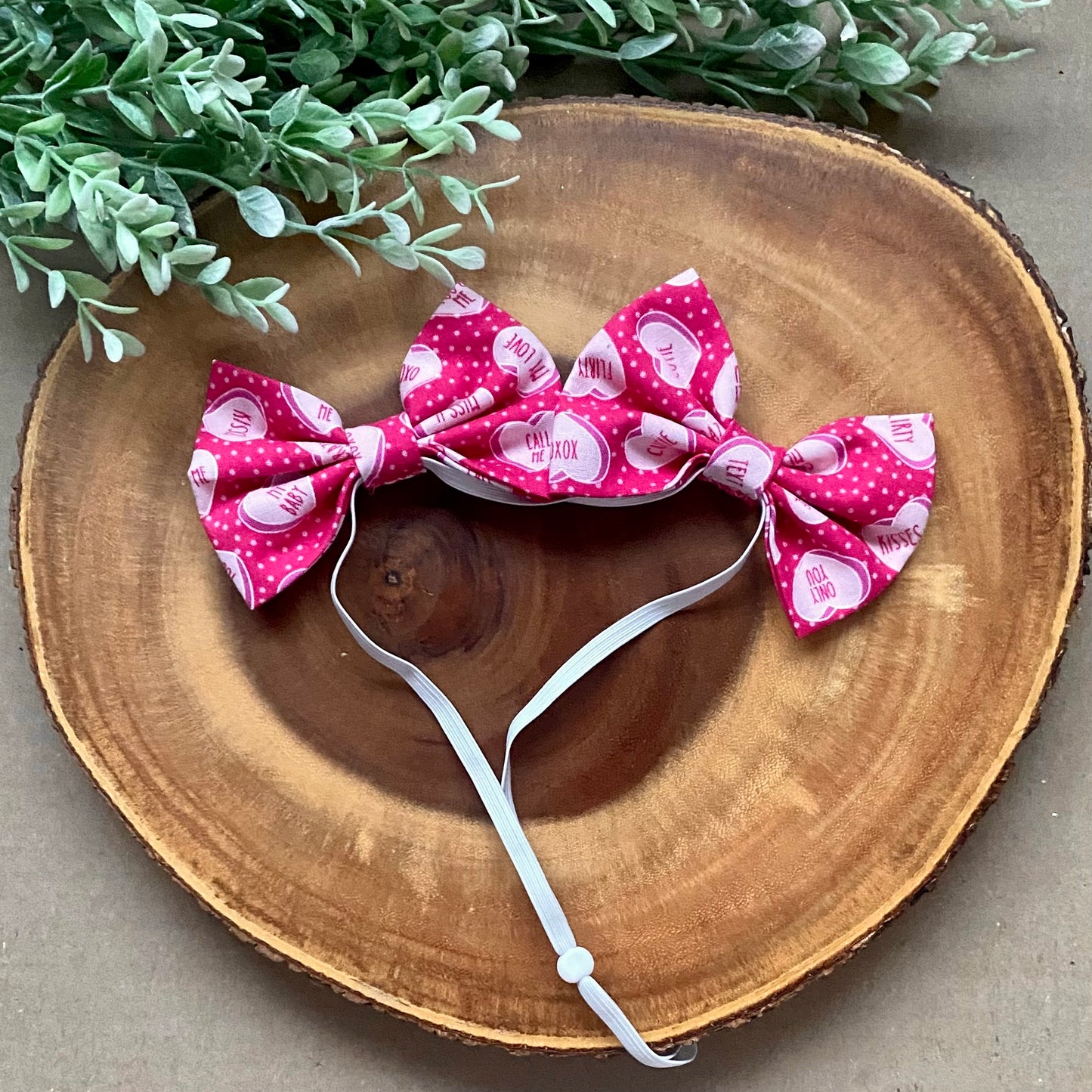 Conversation Hearts Dog Double Bows - Bully Love Boutique